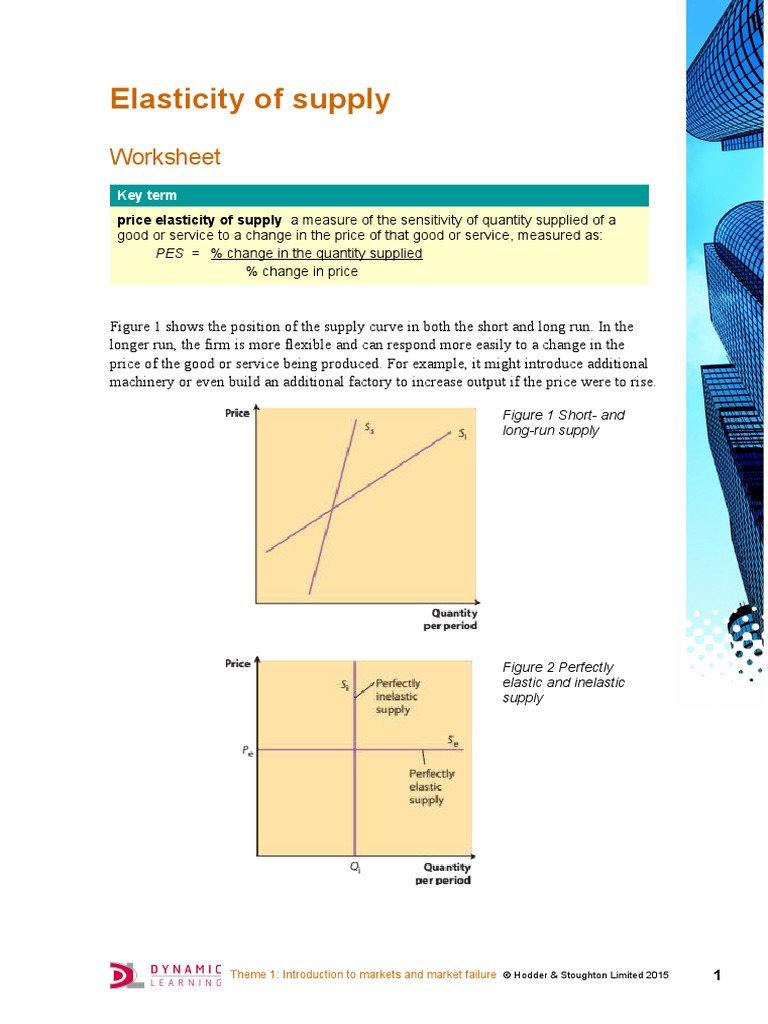 EDX3 Worksheet Elasticity of Supply PDF Elasticity (Economics