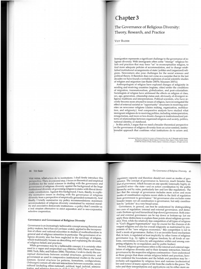 Bader - The Governance of Religious Diversitypdf | PDF
