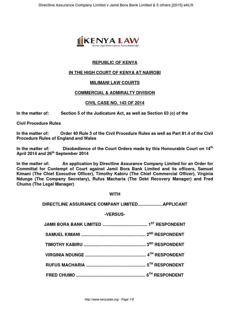Civil Case 143 of 2014 PDF Contempt Of Court Lawsuit