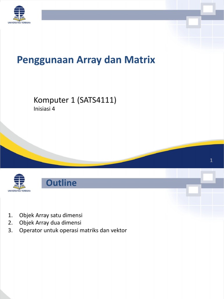 Panduan Array dan Matriks dalam R | PDF | Metode & Bahan Ajar | Sains ...