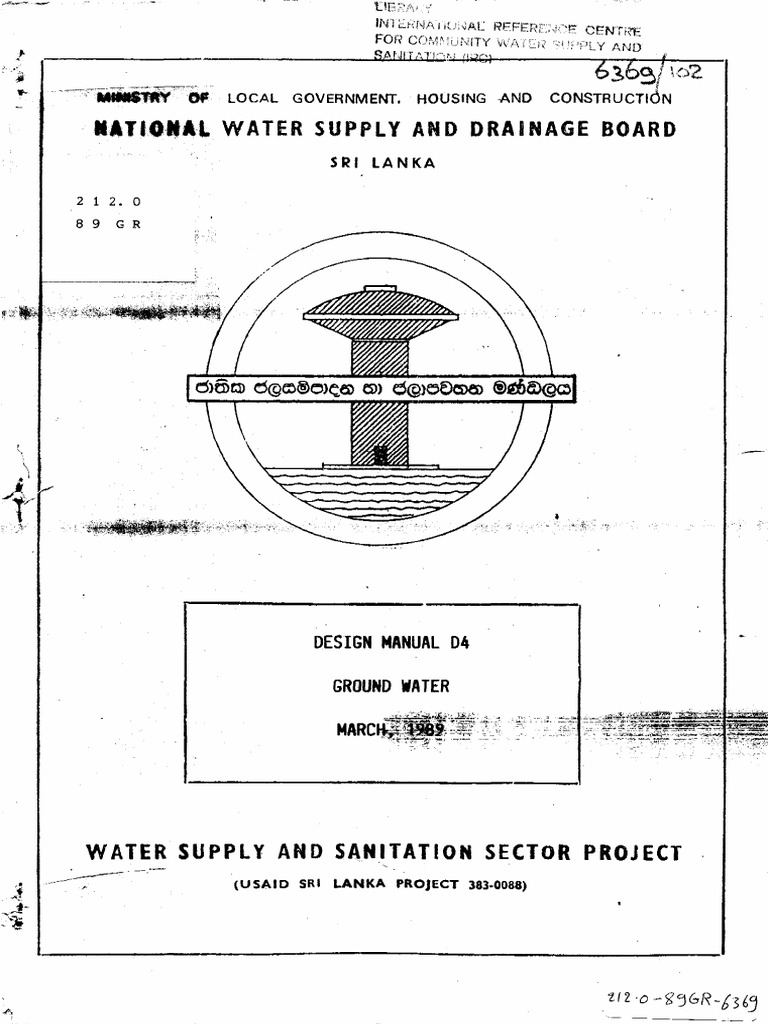 National Water Supply and Drainage Board PDF Aquifer Groundwater