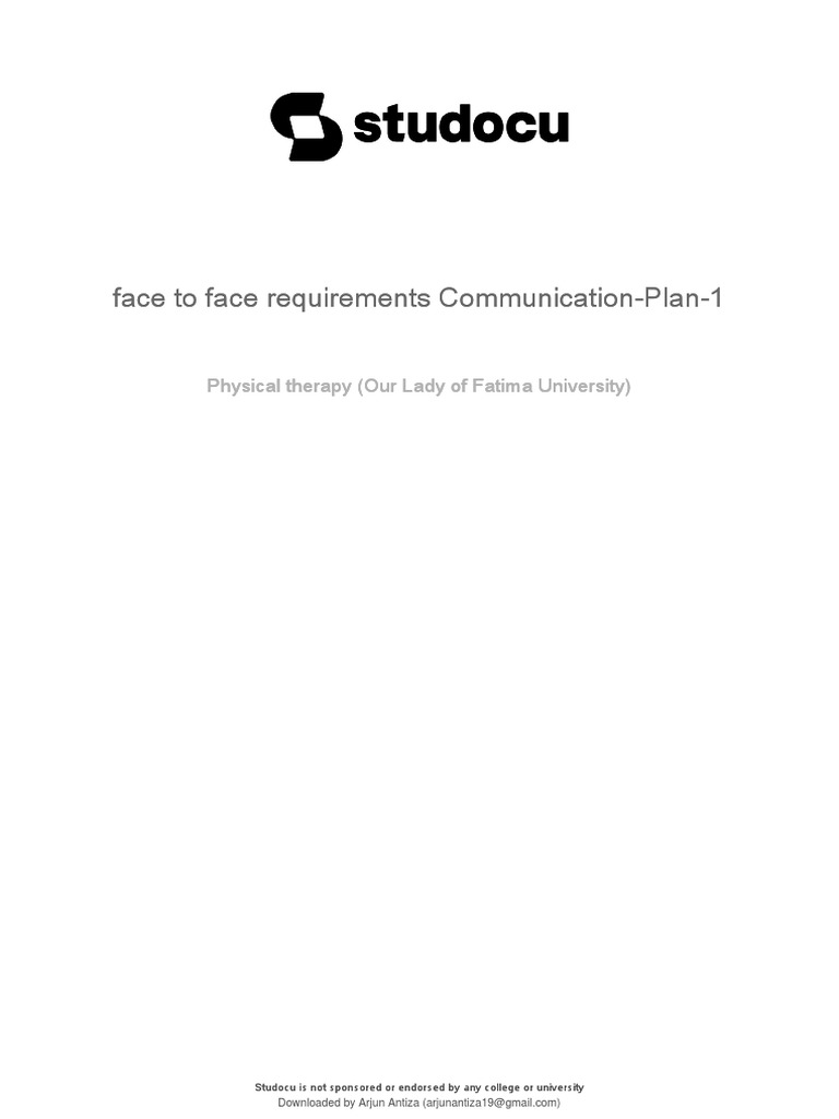 Face To Face Requirements Communication Plan 1 PDF Classroom Learning