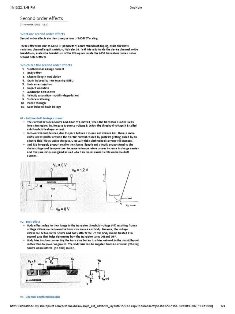 Second Order Effects | PDF | Field Effect Transistor | Mosfet