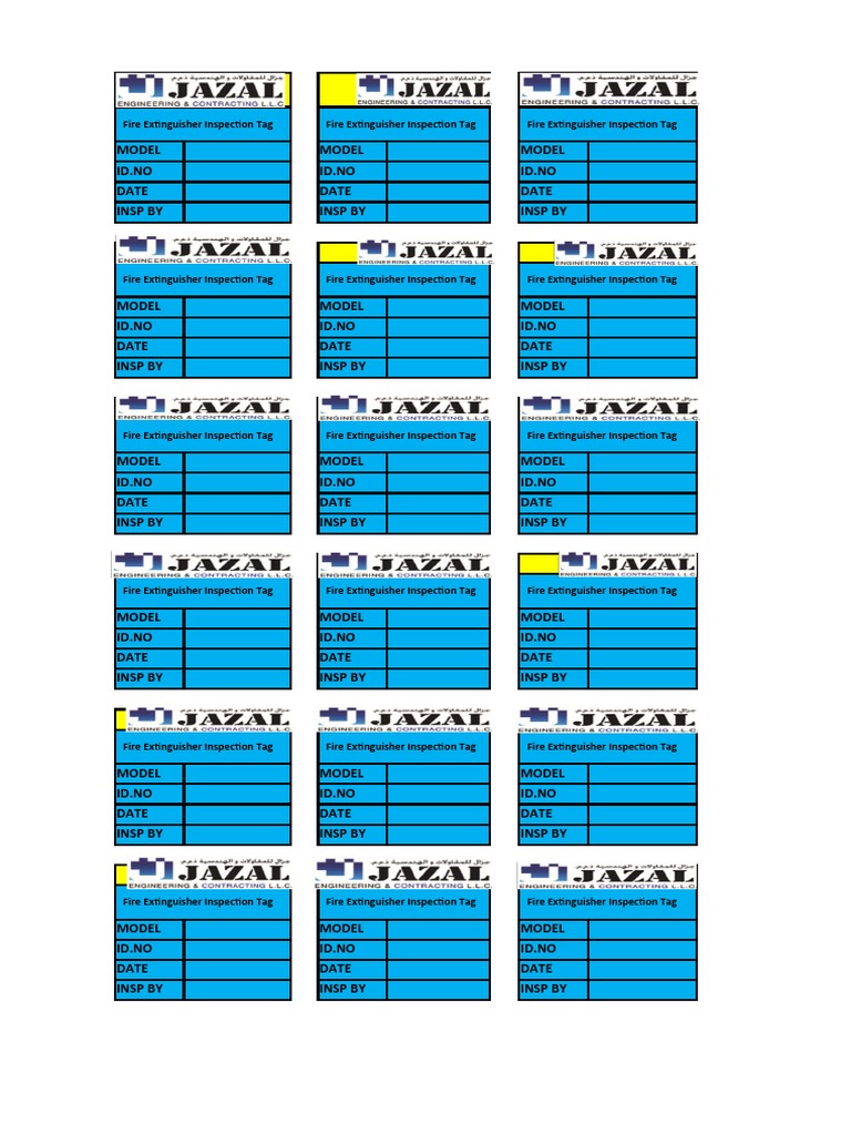 Fire Extigusher Inspection Tag | PDF