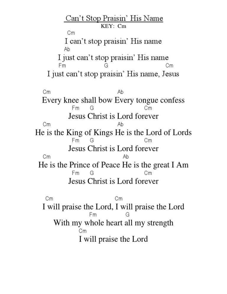 Can T Stop Praisin His Name I can't stop praising his name. scribd