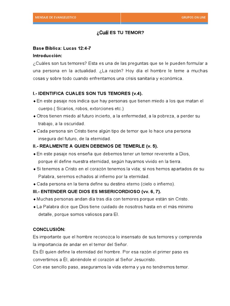 Cual Es Tu Temor | PDF