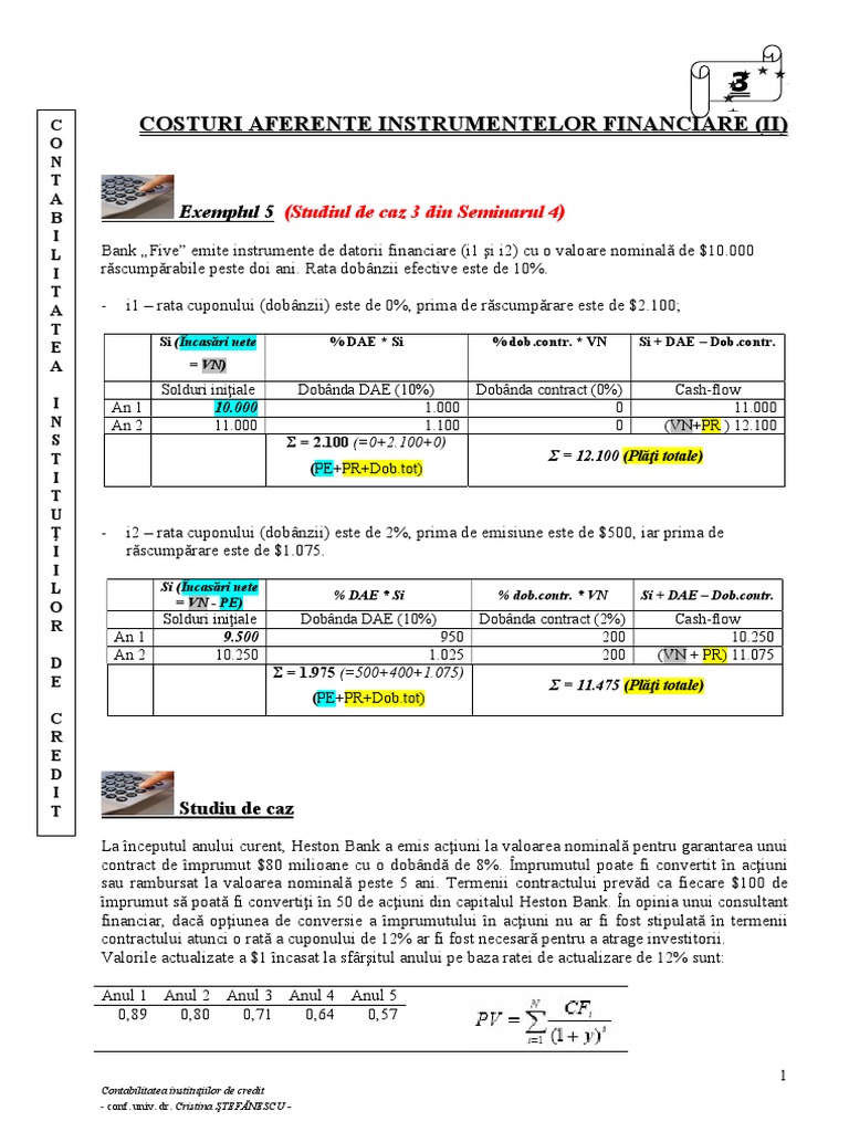 (II) Costuri Aferente Instrumentelor Financiare PDF