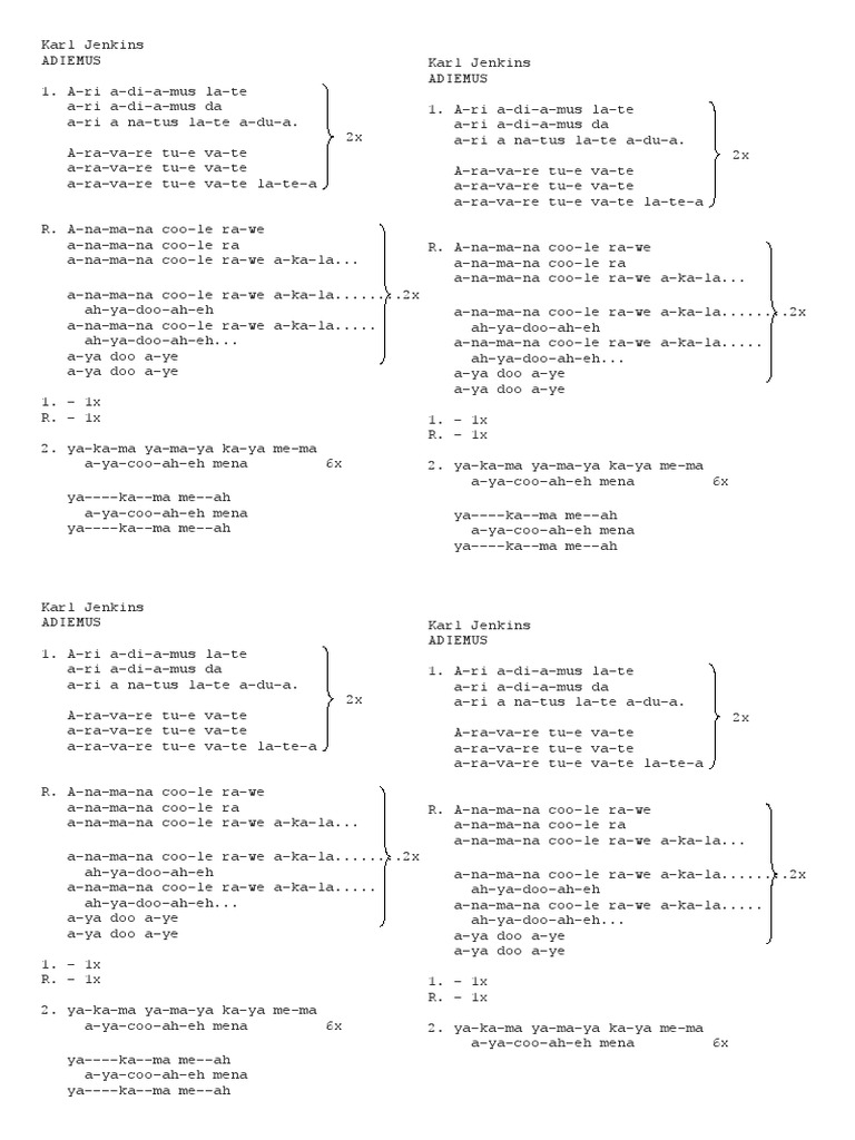 Adiemus Karl Jenkins A4 4x Pdf