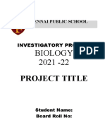 Biology - Investigatory Project Cover Page