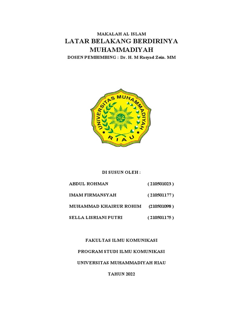 Latar Belakang Berdirinya Muhammadiyah PDF