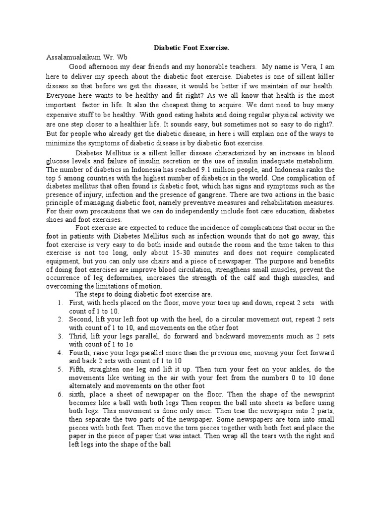 Diabetic Foot Exercise PDF Diabetes Foot