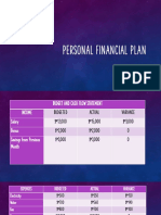 Personal Financial Plan Budget and Cash Flow Guide