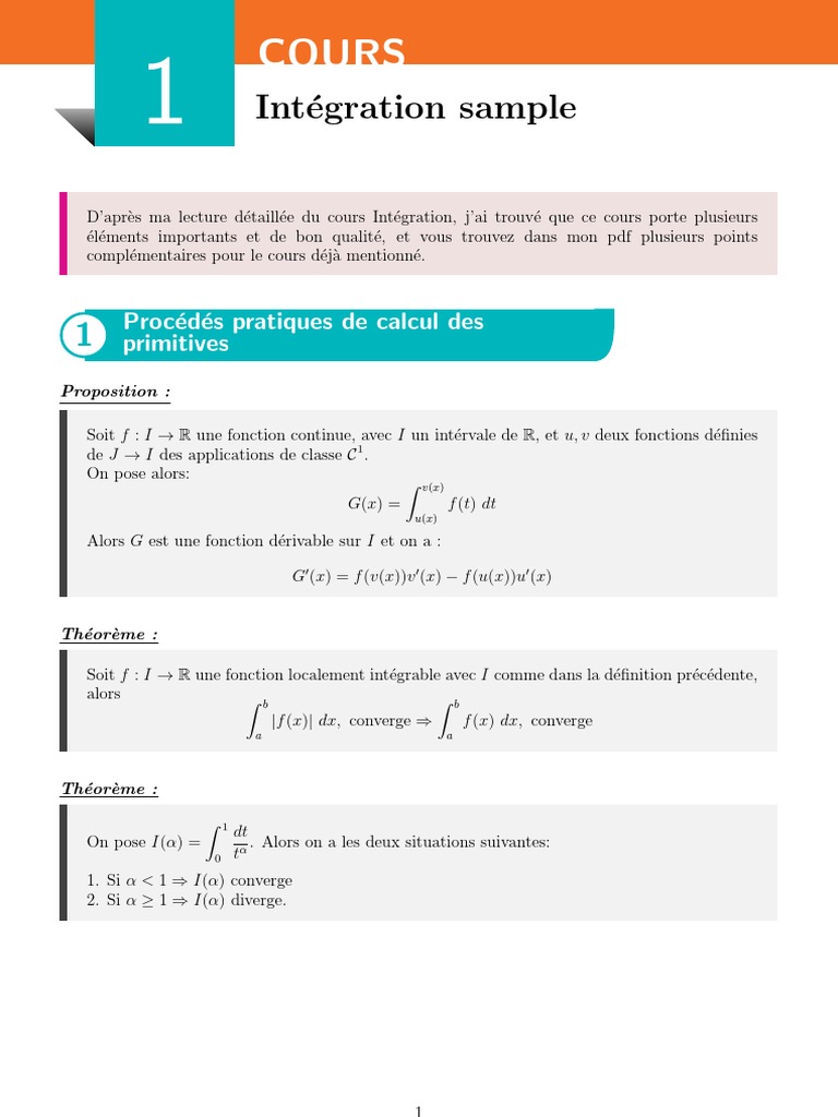 Cours sur l'Intégration Trigonométrique | PDF | Intégral | Fonction ...