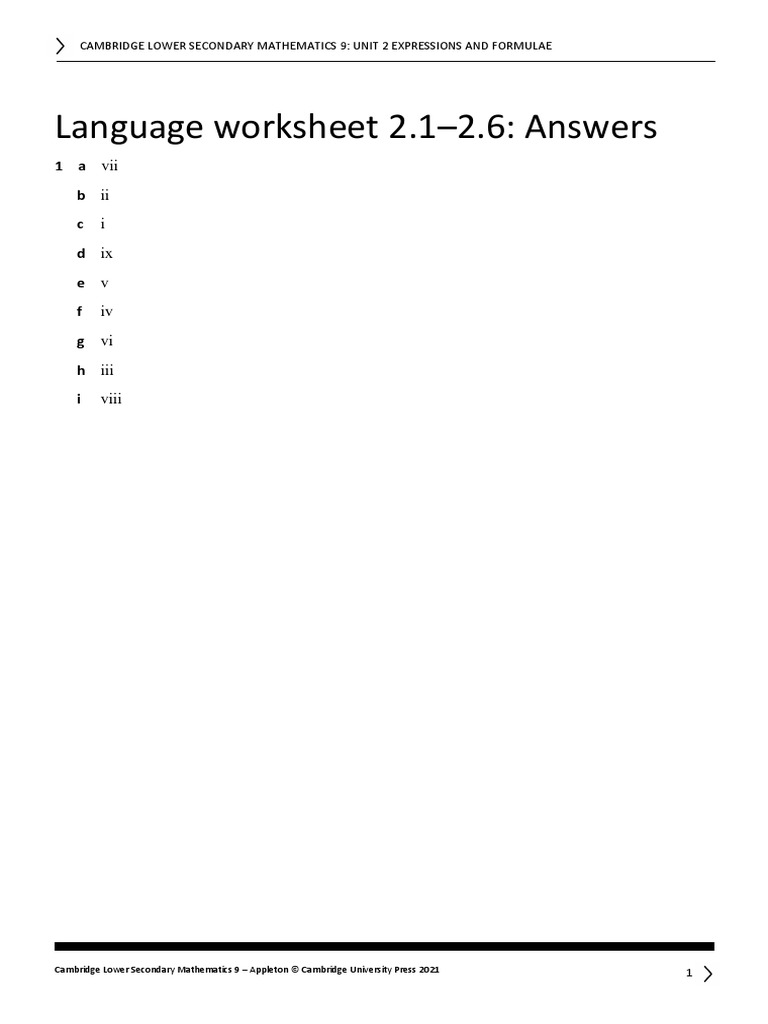 Language Worksheet 2.1-2.6 Answers | PDF