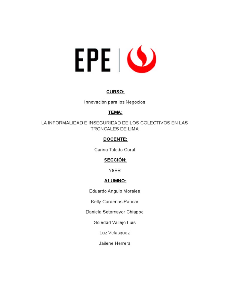 Innovacion De Los Negocios General Pdf Lima Transporte