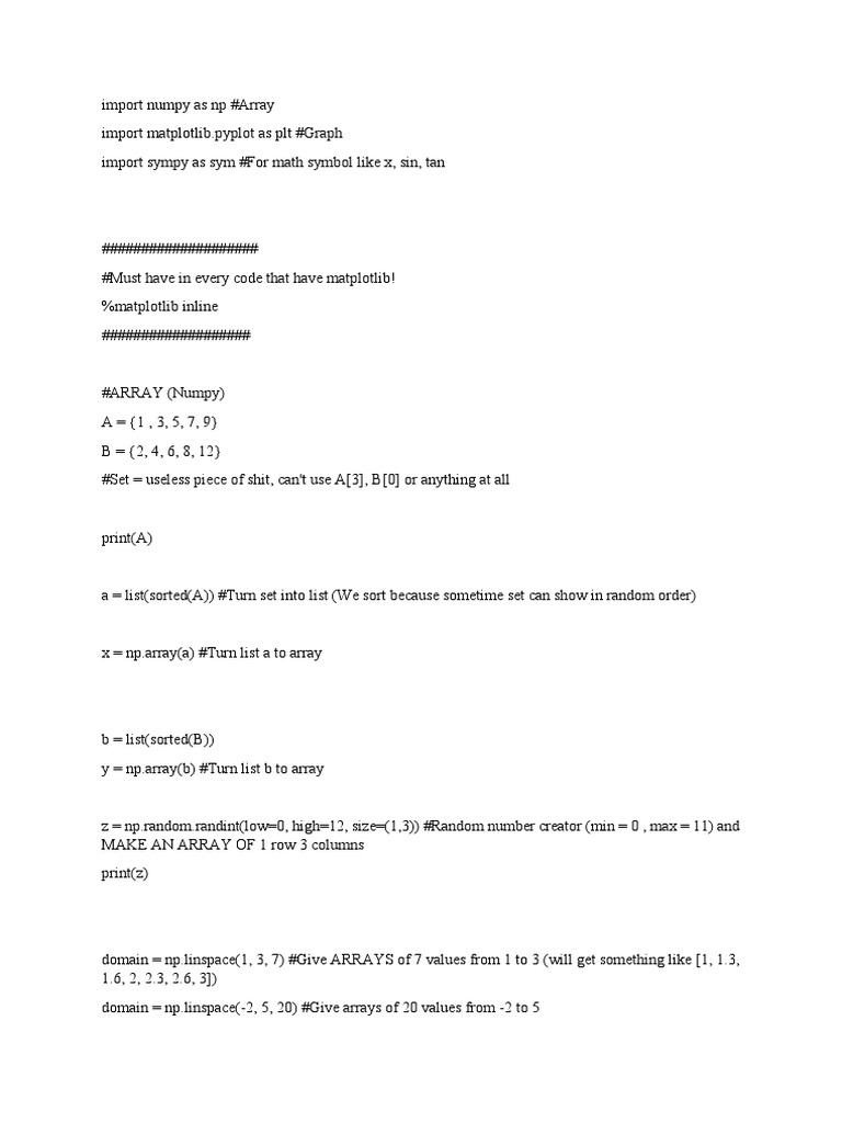 Numpy and MatplotlibPyplot | PDF