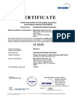 Certificado Ball Valves Microfinish