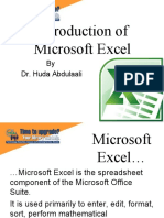 Introduction of Microsoft Excel: by Dr. Huda Abdulaali