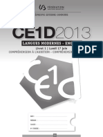 Evaluation Certificative - CE1D 2013 - Langues Modernes - Version Standard - Anglais (Ressource 10110)
