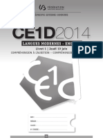 Evaluation Certificative - CE1D 2014 - Langues Modernes - Version Standard - Anglais (Ressource 10778)