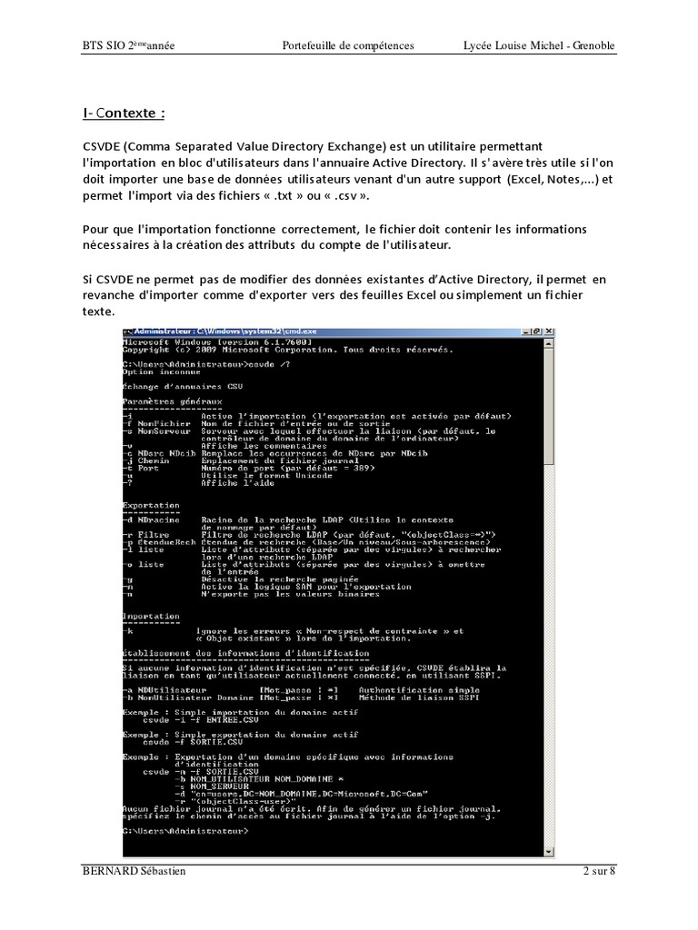 Guide d'utilisation de CSVDE pour AD | PDF | Active Directory | Données ...