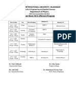 Date Sheet, MSC, M.Phil & PHD Physics Fall-2021