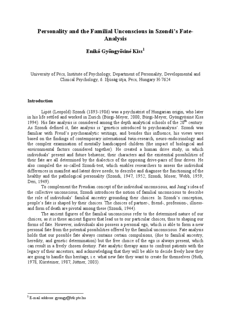 Fate Analysis | PDF | Id | Analytical Psychology