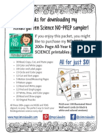 Thanks For Downloading My Kindergarten Science NO-PREP Sampler!