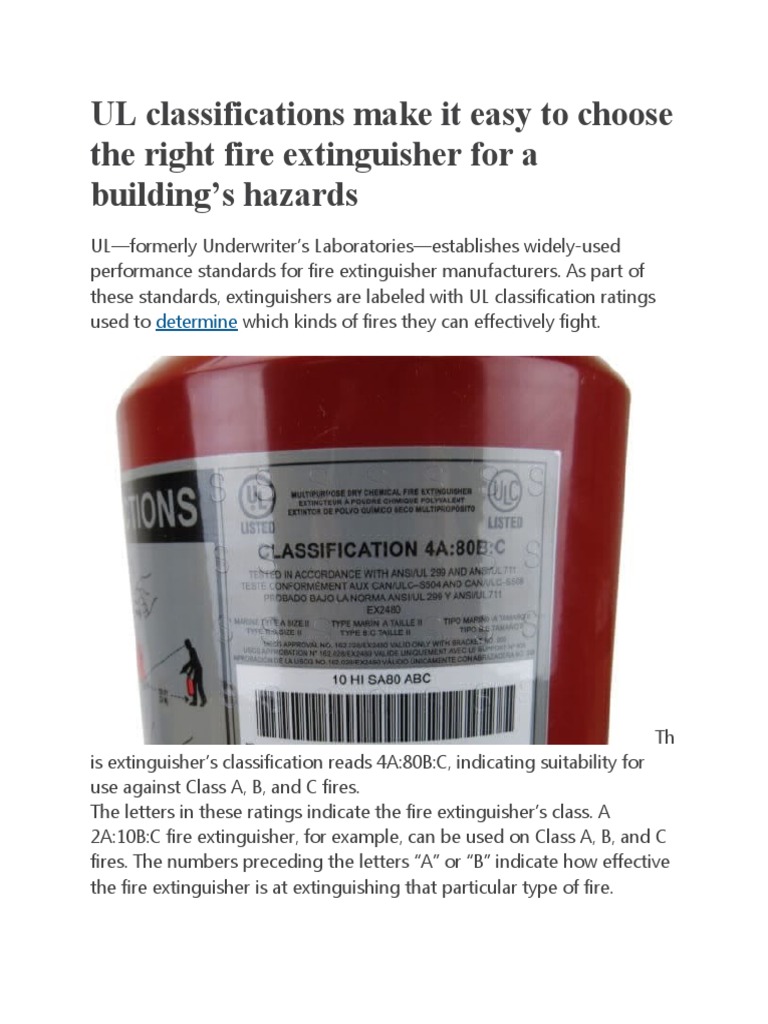 Classifications Make It Easy To Choose The Right Fire Extinguisher For