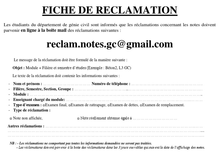 Reclamation en Ligne PDF