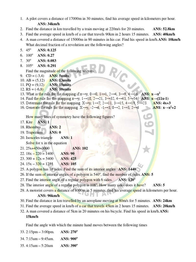 Maths Questions and Answers Compilation | PDF | Rectangle | Area