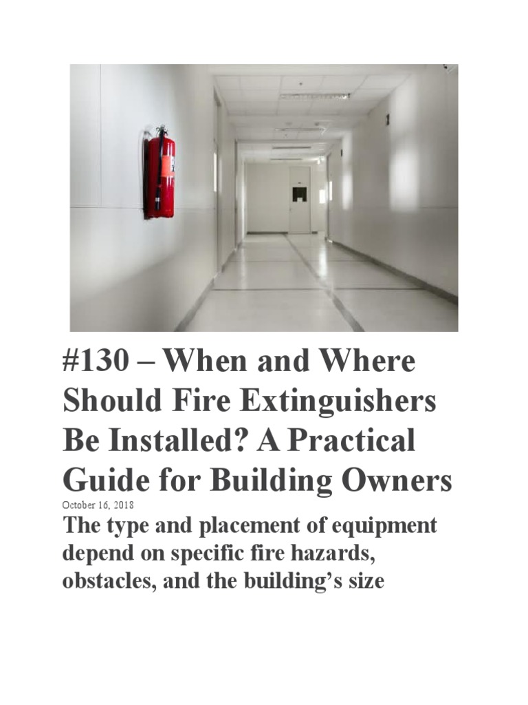 21 When and Where Should Fire Extinguishers Be Installed A Practical