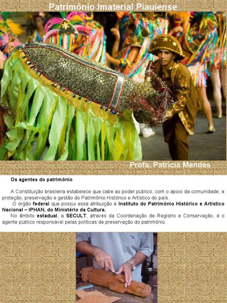 Apresentação Patrimônio Imaterial | PDF | Herança cultural | UNESCO