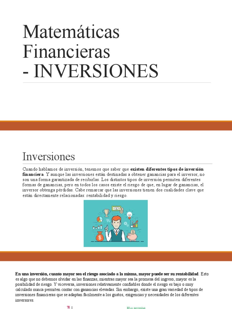 Tipos de Inversiones Financieras y Riesgos | PDF | Interés | Inversiones