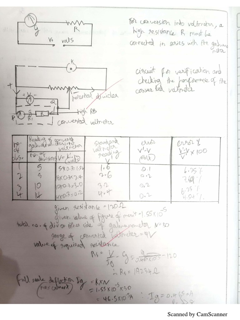 Conversion of Galvanometer To Voltmeter PDF