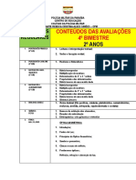 2º Anos - Conteúdo Programático Das Avaliações Bimestrais - 4º Bim