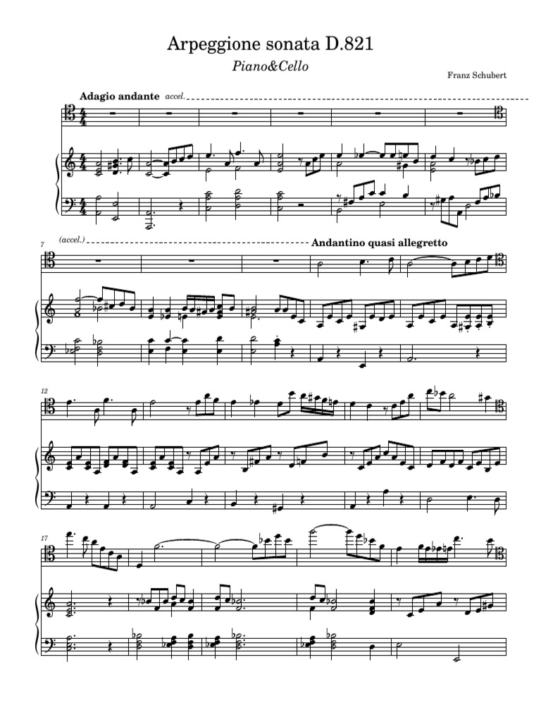 Arpeggione sonata d 821 franz schubert pdf piano compositions