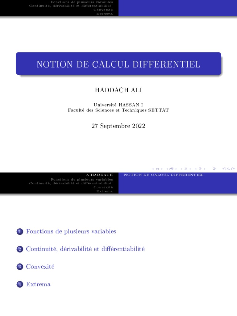 Beamer 2 Calcul Diff | PDF | Extremum | Limite (mathématiques)
