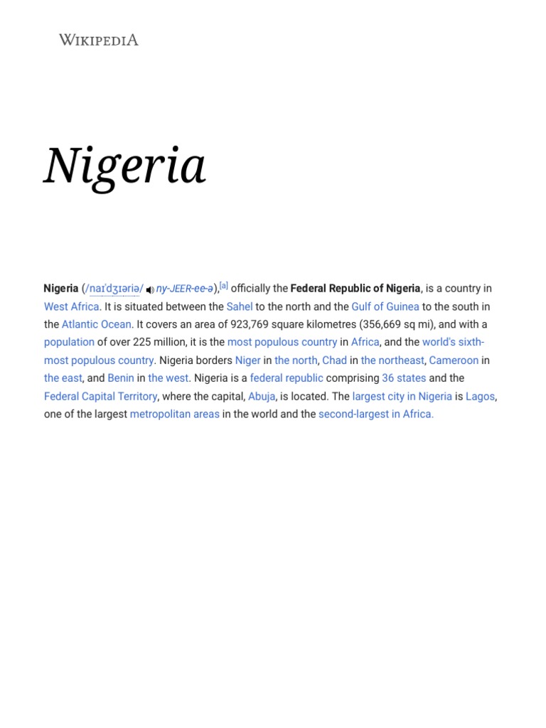 NIGERIA WIKIPEDIA PL intelligence overview