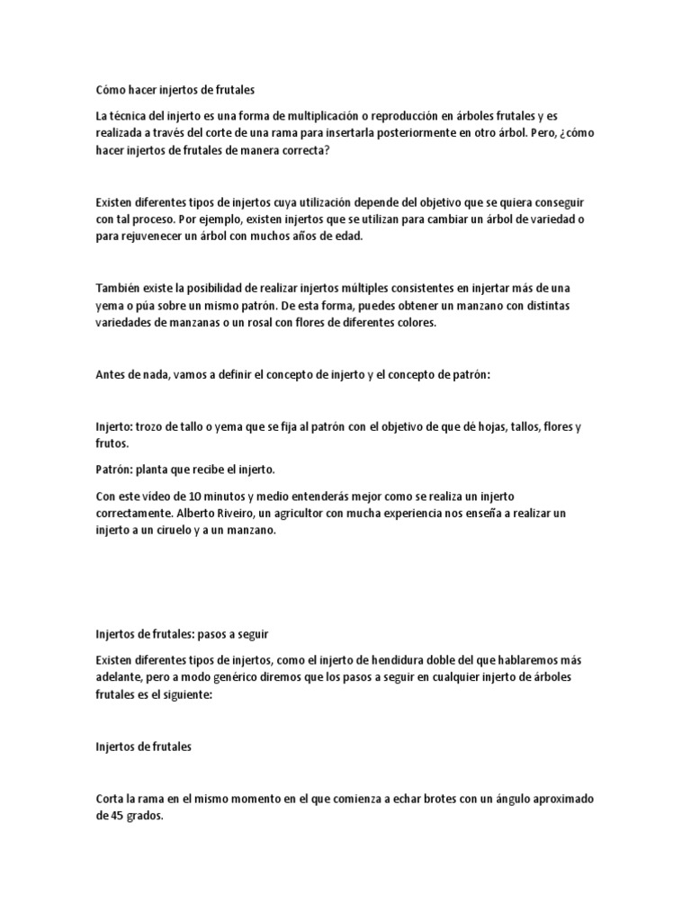 Cómo hacer injertos en frutales | PDF | Injerto | Arboles
