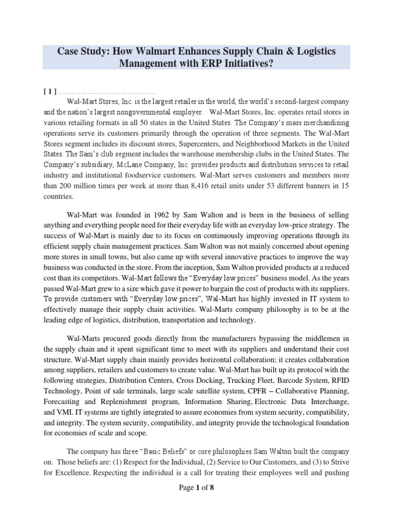 Case Study How Walmart Enhances Supply Chain Logistics Management