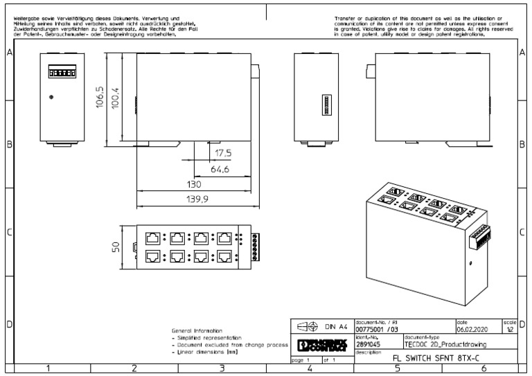 PXC 2891045 04 FL-SWITCH-SFNT-8TX-C 2D | PDF