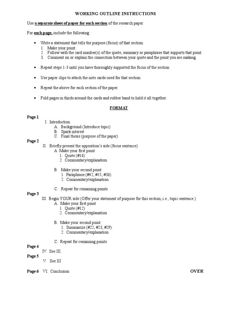 Working Outline Instructions | PDF | Sat | Behavior Modification
