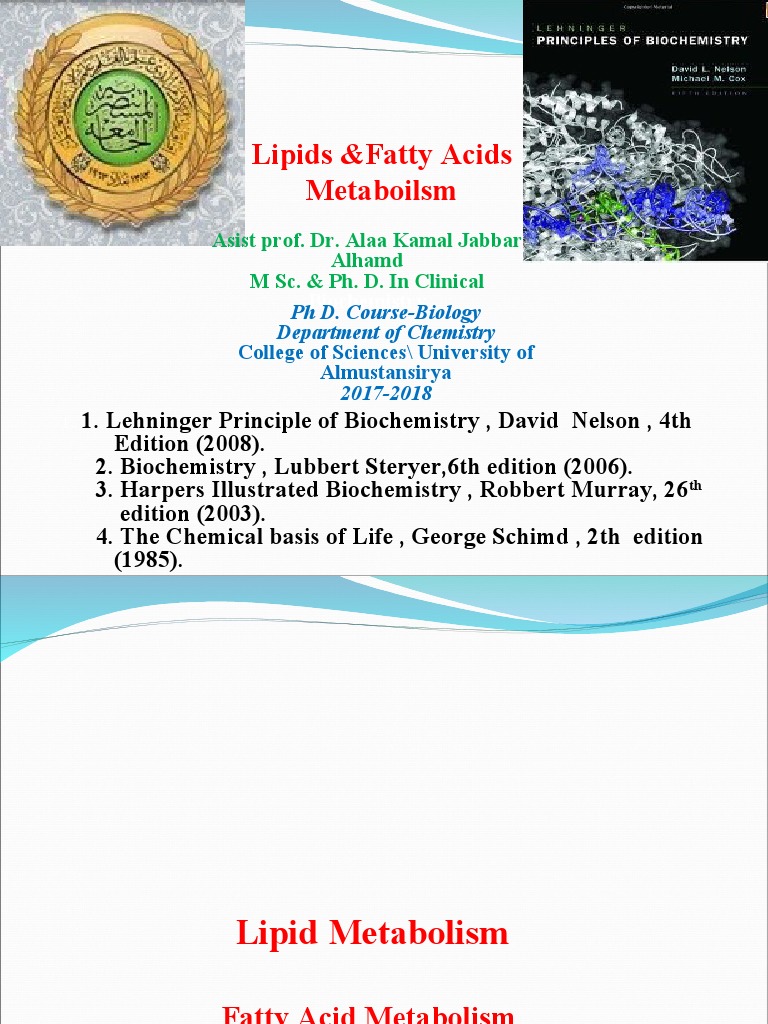 Lipids and Fatty Acid Metabilsm | PDF | Biosynthesis | Fatty Acid