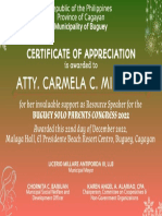 Atty. Carmela C. Miranda Atty. Carmela C. Miranda: Certificate of Appreciation Certificate of Appreciation