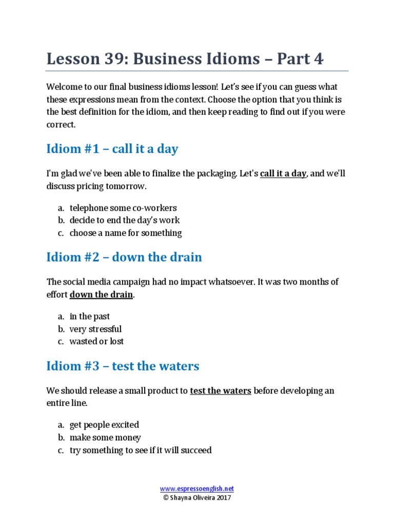 Lesson+39+ +Business+Idioms+Part+4 | PDF | Career & Growth