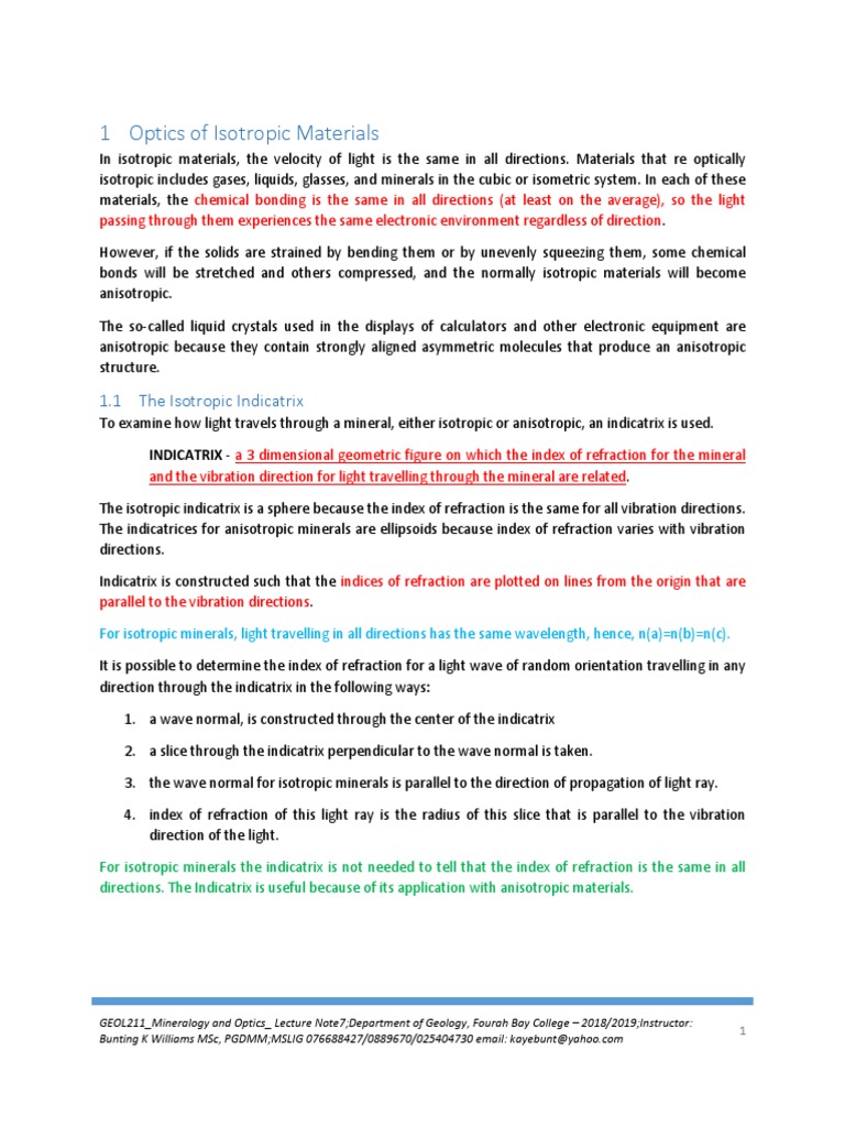 GEOL211 - Lecture Notes - 7 | PDF | Chemistry | Anisotropy