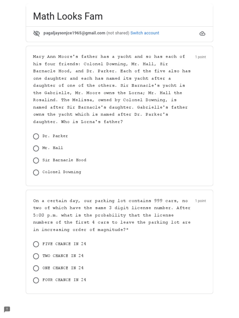 Math Looks Fam | PDF | Odds | Internet Privacy