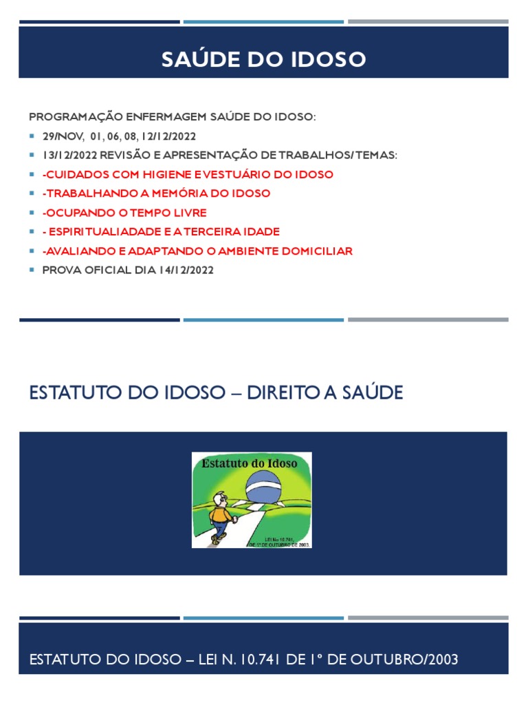 Saúde Do Idoso Aula 01 Pdf Gerontologia Terceira Idade