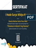 Sertifikat Temu Pakar Seri - Pemakaian Antibiotik Yang Rasional - I Made Surya Widya Negara